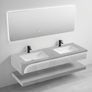 Double Layers Wall Mount Rock Slate Bathroom Vanity