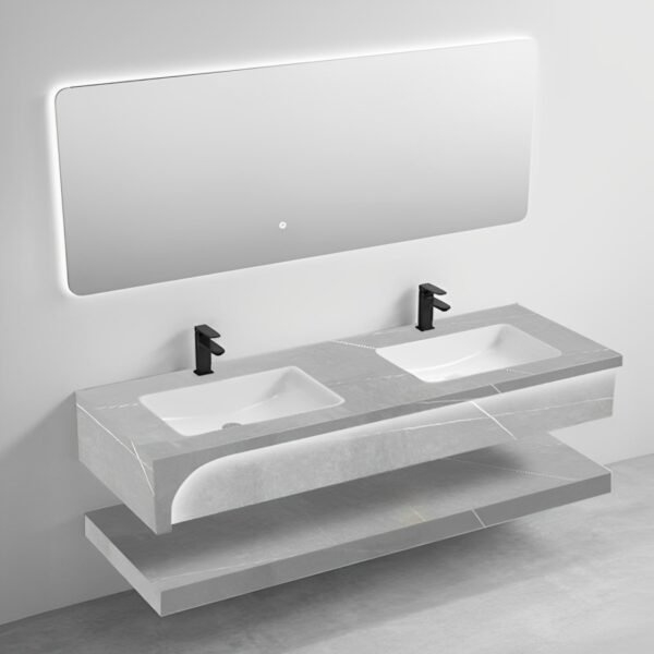 Double Layers Wall Mount Rock Slate Bathroom Vanity