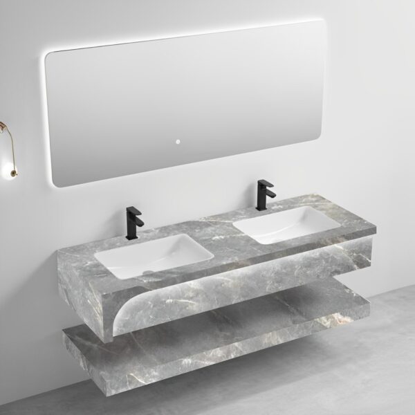 Double Layers Wall Mount Rock Slate Bathroom Vanity